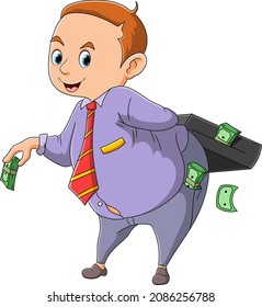 The boss is posing giving money corruption to someone of illustration