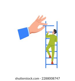 Boss Providing Assistance To A Business Person Climbing The Stairs, Success In Corporate World Requires Support