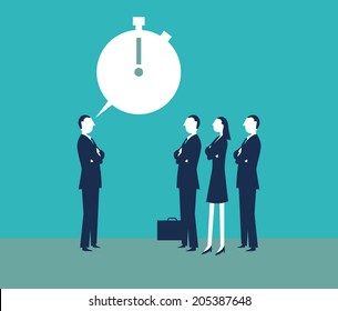 The boss scolding his employees for being late