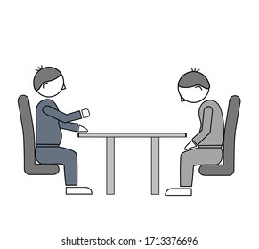 el jefe regaña al subordinado. relación laboral. trabajador delincuente. diseño plano. ilustración vectorial.