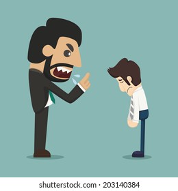 Boss screaming at worker , eps10 vector format