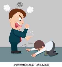 Boss is shouting to his employee, vector illustration cartoon