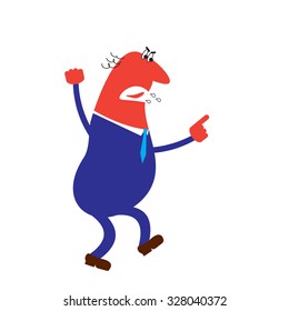 boss shouting and pointing, vector illustration