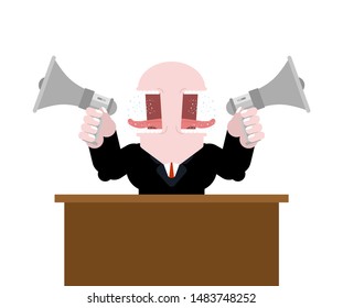 Boss shouts in megaphone. bullhorn Vector illustration
 
