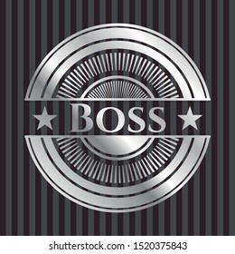 Boss silver shiny emblem]. Vector Illustration. Mosaic.