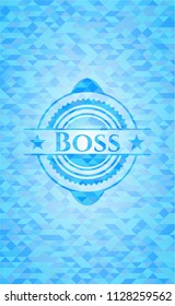 Boss sky blue mosaic emblem