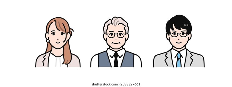 Boss and subordinate simple vector illustration set