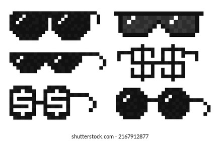 Boss sunglasses set. Glasses in the form of a dollar, gangster sunglasses. Vector illustration.