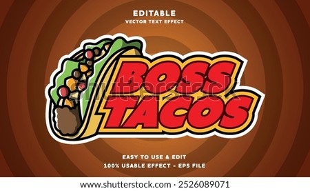 boss tacos editable logotype with modern and simple style
