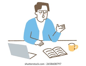 Boss talking to subordinates at work_Color