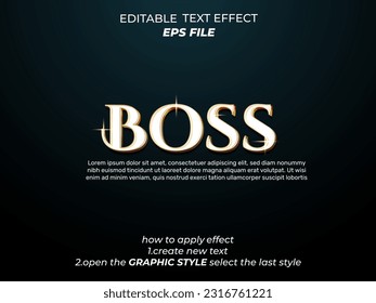 boss text effect, font editable, typography, 3d text. vector template