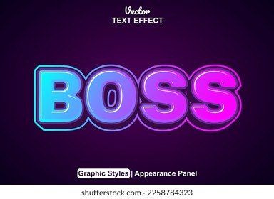 boss text effect with graphic style and editable.