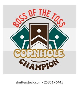 Boss Of The Toss, Cornhole Champion, Cham, Cornhole T-shirt Design, Cornhole T-shirt Design, Bean Bag Board,  Shirt Png,  Corn Star, Sports, Game, Cornhole Lover, Bundle, 