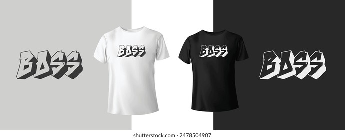 Boss typography t-shirt design. Vector illustration design for fashion graphics, t shirt prints. slogan text. Vintage typography drawing. Typography graffiti style. T-shirt mockup 