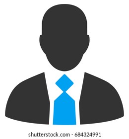 Boss vector icon. Style is flat graphic bicolor symbol, blue and gray colors, white background.