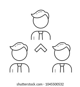 Boss vector line icon isolated on white background. A boss position in career ladder line icon for infographic, website or app.