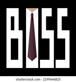 Palabra del jefe. En lugar de la letra O - una corbata y un collar. Símbolo de jefe, gerente, trabajador de oficina.