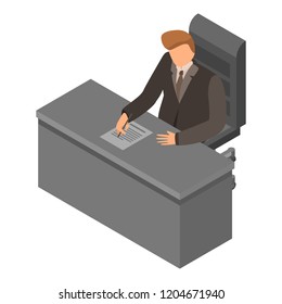 Boss at workplace icon. Isometric of boss at workplace vector icon for web design isolated on white background