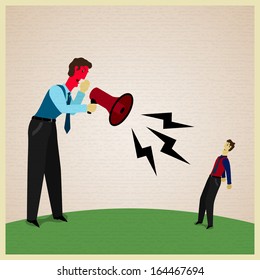 Boss yelling at a subordinate, vector illustration