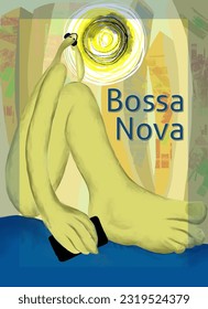 Bossa Nova Jazz Poster. Handgezeichnete Vektorgrafik. Ideal für Schilder, Plakate und T-Shirt-Design für Musikfans von Bossa Nova