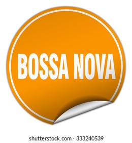 bossa nova round orange sticker isolated on white