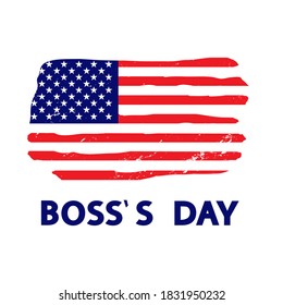 Concepto vectorial del Día del Jefe, banner, tarjeta, afiche. Bandera estadounidense de estilo grunge sobre un fondo blanco. 