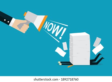 Bossy give a lot of works, Vector illustration in flat style