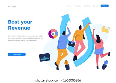 Bost your revenue with a best team Modern flat vector illustration Landing page concepts and web design