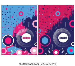 Bostang Brush effect Cover design with navy blue, pink,sky colour