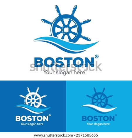 Boston boat wheel logo vector for establishment or vintage concept