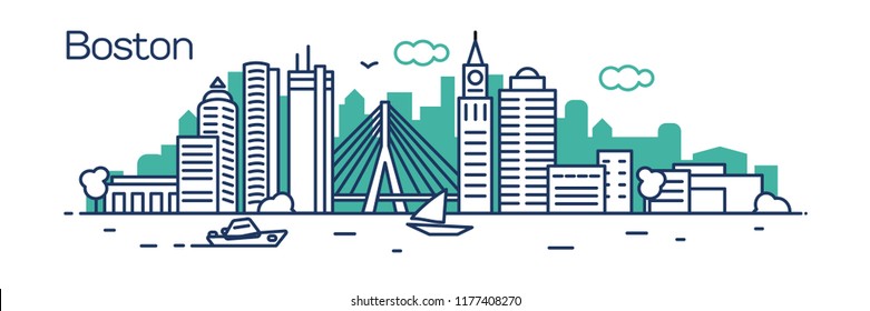 Boston city.For banner, web page, cards, presentation. Vector illustration