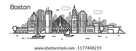 Boston city.For banner, web page, cards, presentation. Vector illustration