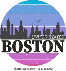 Boston city graphic, t-shirt design, tee print, typography, emblem. Vector illustration.