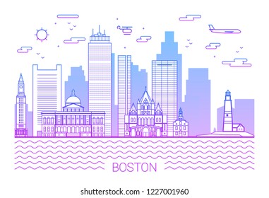 932 Boston skyline Stock Vectors, Images & Vector Art | Shutterstock