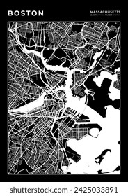 Boston City Map, Cartography Map, Street Layout Map