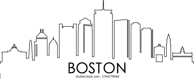 BOSTON City Massachusetts Skyline Silhouette Cityscape Vector