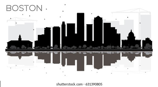 Boston City Skyline Black White Silhouette Stock Vector (Royalty Free ...