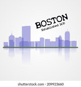 Boston City Skyline Illustration