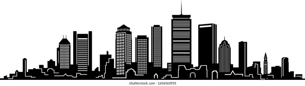 Boston Skyline Silhouette Royalty Free