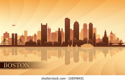 Boston city skyline silhouette background. Vector illustration