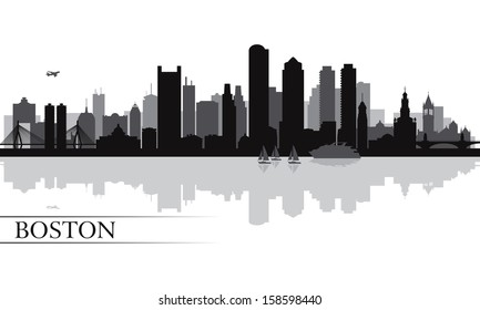 Boston city skyline silhouette background. Vector illustration