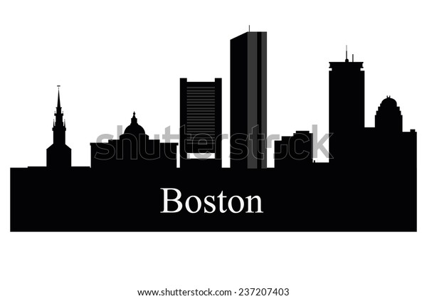 Boston City Skyline Silhouette Background Vector Stock Vector (Royalty