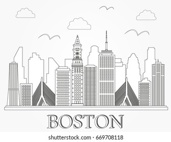 932 Boston skyline Stock Vectors, Images & Vector Art | Shutterstock