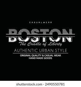 Boston city typography design and illustration vector for t shirt design