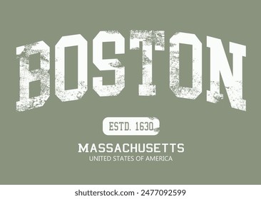 Boston College Academy printing,Vintage typography college varsity Boston state slogan print for tee t shirt or sweatshirt.eps8