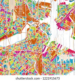 Boston Colorful Map. Vintage Map Series.