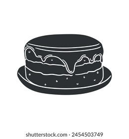 Boston Cream Pie Icon Silhouette Illustration. Traditional Food Vector Graphic Pictogram Symbol Clip Art. Doodle Sketch Black Sign.