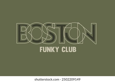 a boston funky club logo on a green background