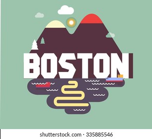 Boston, great destination to visit, vector cartoon