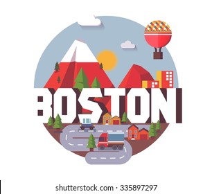 Boston, großartiges Reiseziel, Vektorgrafik